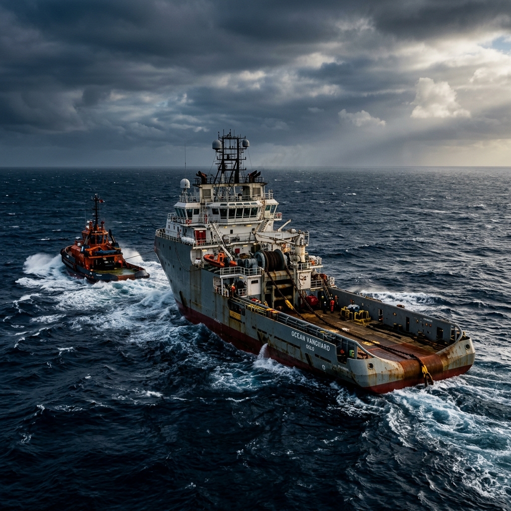 Embarcação offshore em operação marítima